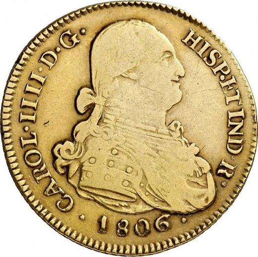 Obverse 4 Escudos 1806 PTS PJ - Gold Coin Value - Bolivia, Charles IV