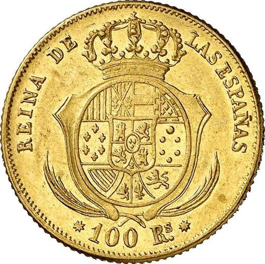 Reverso 100 reales 1851 "Tipo 1851-1855" Estrellas de ocho puntas - valor de la moneda de oro - España, Isabel II
