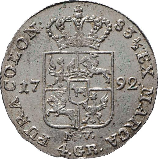 Реверс монеты - Злотовка (4 гроша) 1792 года MV - цена серебряной монеты - Польша, Станислав II Август