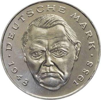 Аверс монеты - 2 марки 1997 года D "Людвиг Эрхард" - цена  монеты - Германия, ФРГ