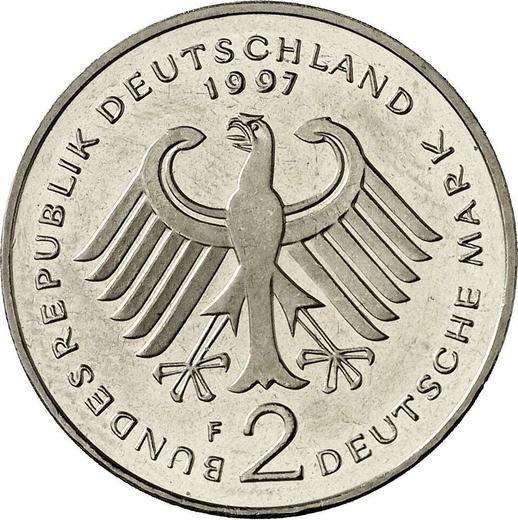 Reverso 2 marcos 1997 F "Willy Brandt" - valor de la moneda  - Alemania, RFA