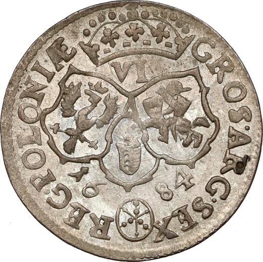 Reverso Szostak (6 groszy) 1684 TLB "Tipo 1677-1687" - valor de la moneda de plata - Polonia, Juan III Sobieski