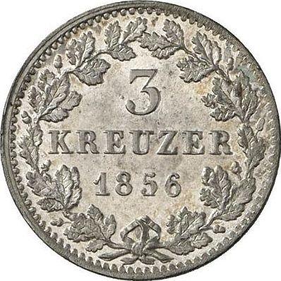 Реверс монеты - 3 крейцера 1856 года - цена серебряной монеты - Бавария, Максимилиан II