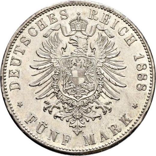 Reverso 5 marcos 1888 D "Bavaria" - valor de la moneda de plata - Alemania, Imperio alemán