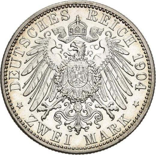 Rewers monety - 2 marki 1904 G "Badenia" - cena srebrnej monety - Niemcy, Cesarstwo Niemieckie