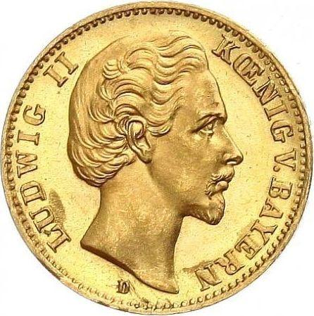Аверс монеты - 10 марок 1873 года D "Бавария" - цена золотой монеты - Германия, Германская Империя