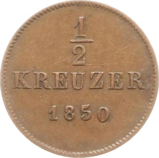 Reverso Medio kreuzer 1850 "Tipo 1840-1856" - valor de la moneda  - Wurtemberg, Guillermo I
