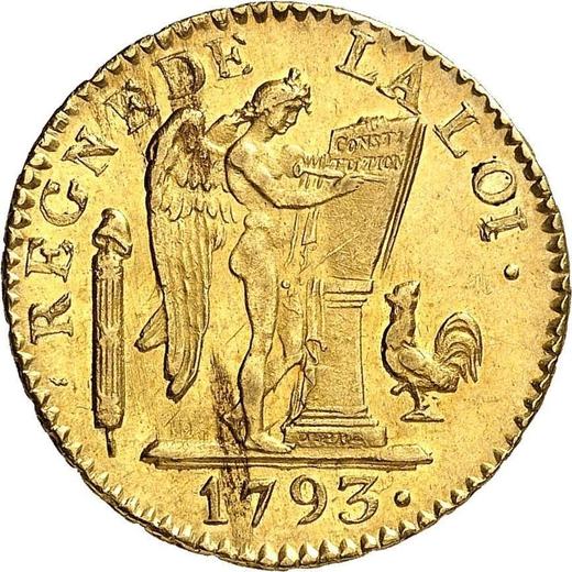 Awers monety - 24 liwrów AN II (1793) W Lille - Francja, I Republika