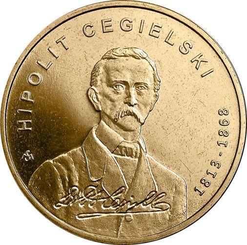 Реверс монеты - 2 злотых 2013 года MW "200 лет со дня рождения Хиполита Цегельского" - цена  монеты - Польша, III Республика после деноминации