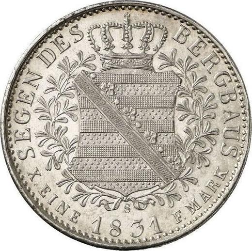 Reverso Tálero 1831 S "Minero" - valor de la moneda de plata - Sajonia, Antonio