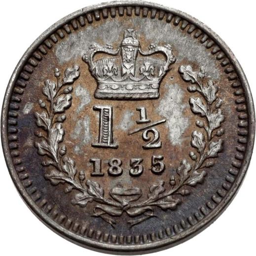 Реверс монеты - 1,5 пенса 1835 года - цена серебряной монеты - Великобритания, Вильгельм IV