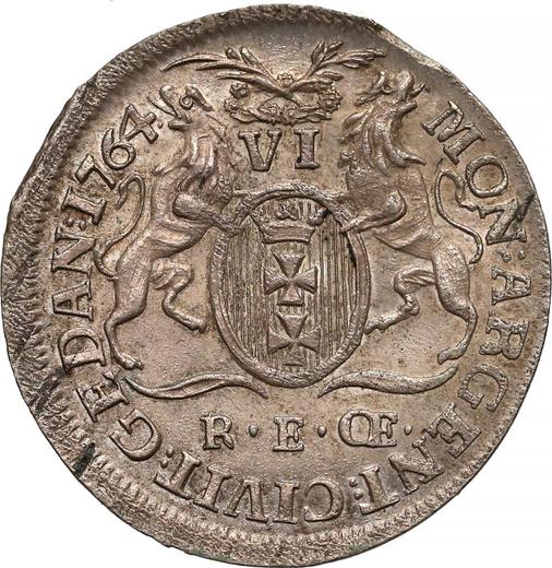 Реверс монеты - Шестак (6 грошей) 1764 года REOE "Гданьский" - цена серебряной монеты - Польша, Станислав II Август