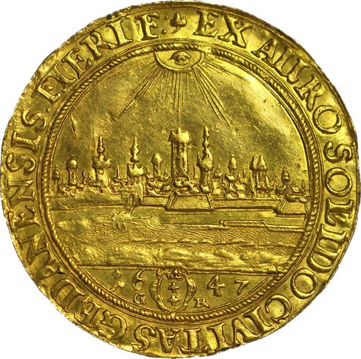 Reverso Donación 1 1/2 ducado 1647 GR "Gdańsk" - valor de la moneda de oro - Polonia, Vladislao IV