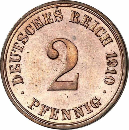 Anverso 2 Pfennige 1910 A "Tipo 1904-1916" - valor de la moneda  - Alemania, Imperio alemán