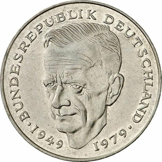 Аверс монеты - 2 марки 1983 года D "Курт Шумахер" - цена  монеты - Германия, ФРГ