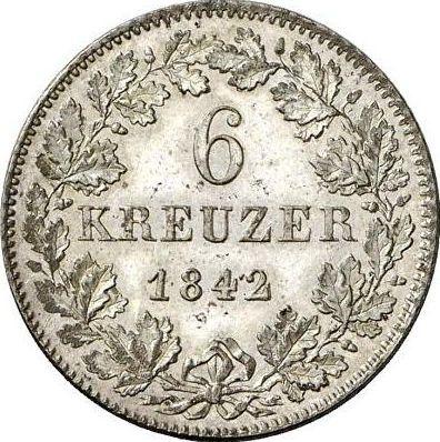 Реверс монеты - 6 крейцеров 1842 года - цена серебряной монеты - Бавария, Людвиг I