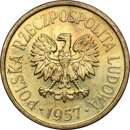 Аверс монеты - Пробные 20 грошей 1957 года Латунь - цена  монеты - Польша, Народная Республика