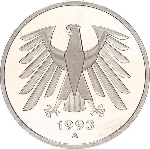 Reverso 5 marcos 1993 A - valor de la moneda  - Alemania, RFA
