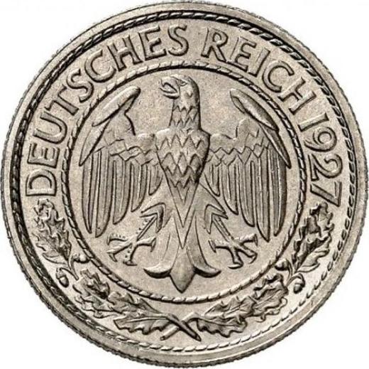 Аверс монеты - 50 рейхспфеннигов 1927 года D - цена  монеты - Германия, Bеймарская республика