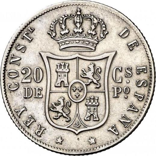 Реверс монеты - 20 сентаво 1882 года - цена серебряной монеты - Филиппины, Альфонсо XII