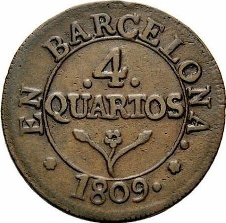 Реверс монеты - 4 куарто 1809 года - цена  монеты - Испания, Жозеф Бонапарт