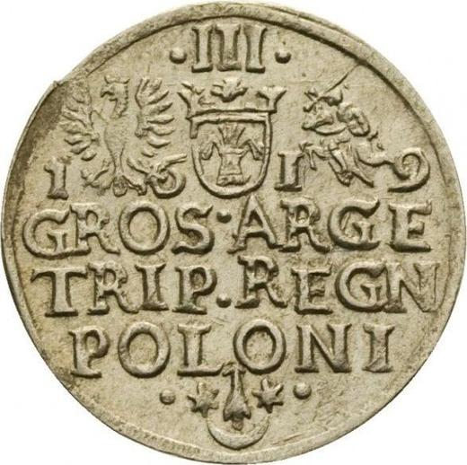 Rewers monety - Trojak 1619 "Mennica krakowska" - cena srebrnej monety - Polska, Zygmunt III