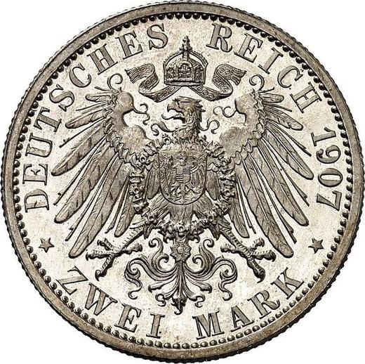 Reverso 2 marcos 1907 A "Lübeck" - valor de la moneda de plata - Alemania, Imperio alemán