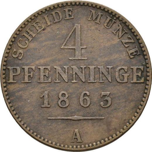 Реверс монеты - 4 пфеннига 1863 года A - цена  монеты - Пруссия, Вильгельм I
