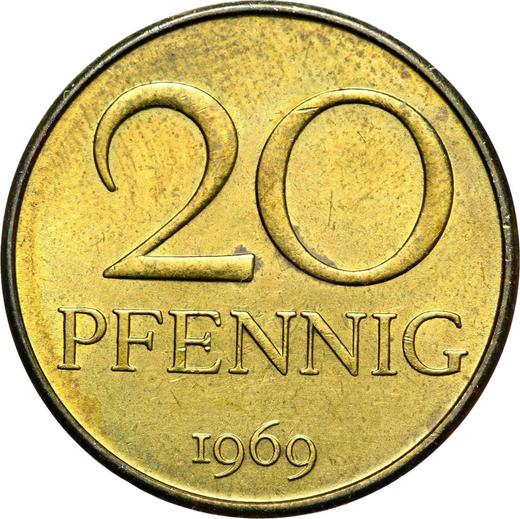 Аверс монеты - 20 пфеннигов 1969 года - цена  монеты - Германия, ГДР