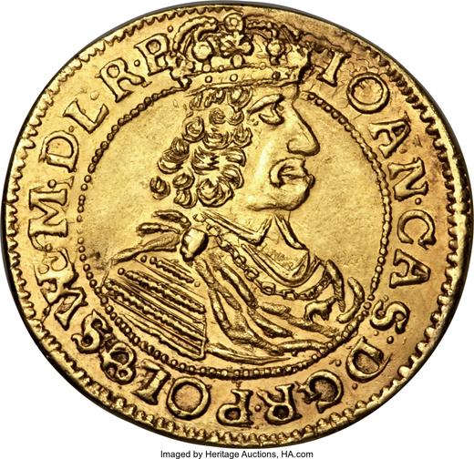 Аверс монеты - 2 дуката 1664 года HDL "Торунь" - цена золотой монеты - Польша, Ян II Казимир