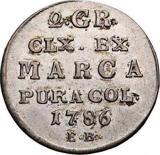 Реверс монеты - Ползлотек (2 гроша) 1786 года EB - цена серебряной монеты - Польша, Станислав II Август
