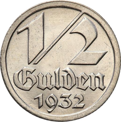 Реверс монеты - 1/2 гульдена 1932 года - цена  монеты - Польша, Вольный город Данциг
