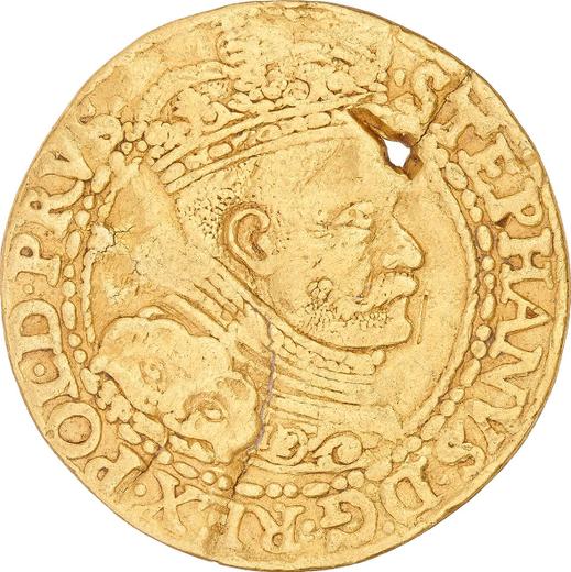 Аверс монеты - Дукат 1587 года "Гданьск" - цена золотой монеты - Польша, Стефан Баторий