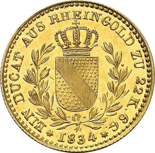 Reverse Ducat 1834 D - Gold Coin Value - Baden, Leopold
