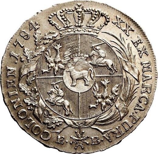 Реверс монеты - Полталера 1784 года EB - цена серебряной монеты - Польша, Станислав II Август