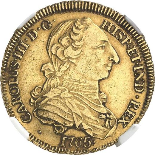 Аверс монеты - 4 эскудо 1765 года Mo MF - цена золотой монеты - Мексика, Карл III