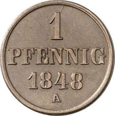 Реверс монеты - 1 пфенниг 1848 года A - цена  монеты - Ганновер, Эрнст Август