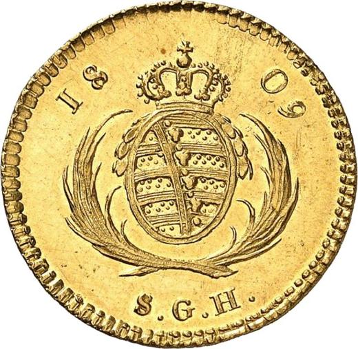 Реверс монеты - Дукат 1809 года S.G.H. - цена золотой монеты - Саксония-Альбертина, Фридрих Август I