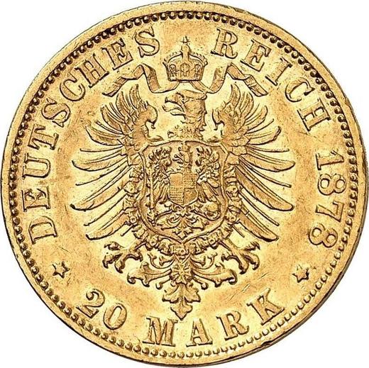 Реверс монеты - 20 марок 1878 года D "Бавария" - цена золотой монеты - Германия, Германская Империя