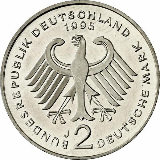 Reverso 2 marcos 1995 J "Franz Josef Strauß" - valor de la moneda  - Alemania, RFA