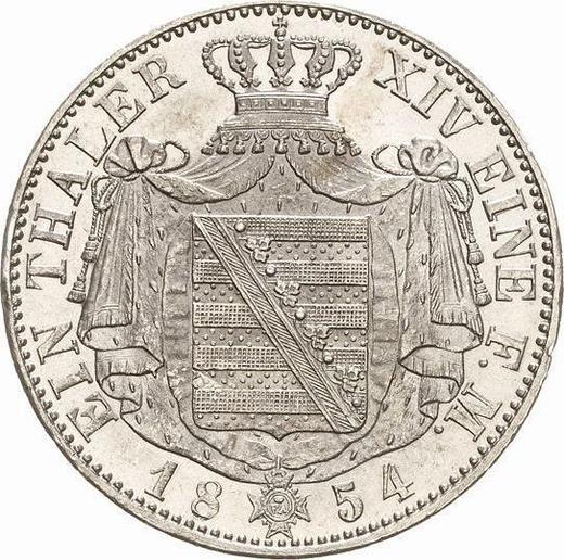 Реверс монеты - Талер 1854 года F - цена серебряной монеты - Саксония-Альбертина, Фридрих Август II