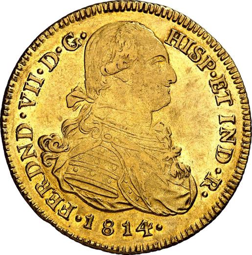 Аверс монеты - 8 эскудо 1814 года P JF - цена золотой монеты - Колумбия, Фердинанд VII