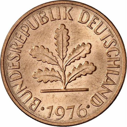 Реверс монеты - 2 пфеннига 1976 года F - цена  монеты - Германия, ФРГ