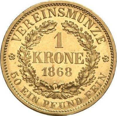 Реверс монеты - 1 крона 1868 года B - цена золотой монеты - Саксония-Альбертина, Иоганн