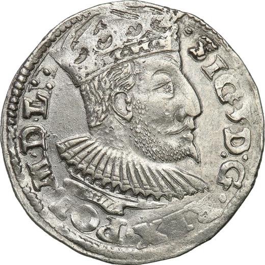 Аверс монеты - Трояк (3 гроша) 1595 года IF "Люблинский монетный двор" - цена серебряной монеты - Польша, Сигизмунд III Ваза