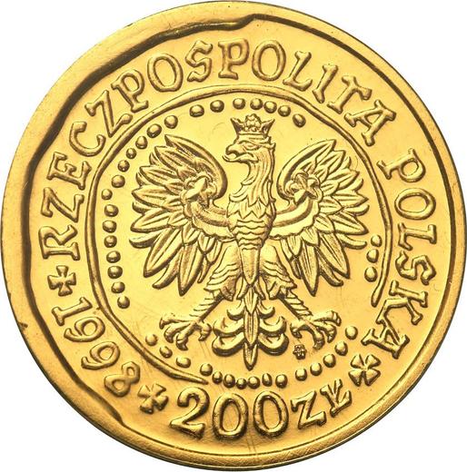 Anverso 500 eslotis 1998 MW NR "Pigargo europeo" - valor de la moneda de oro - Polonia, República moderna