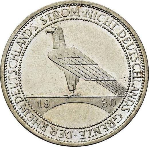 Reverso 3 Reichsmarks 1930 A "Liberación de Renania" - valor de la moneda de plata - Alemania, República de Weimar