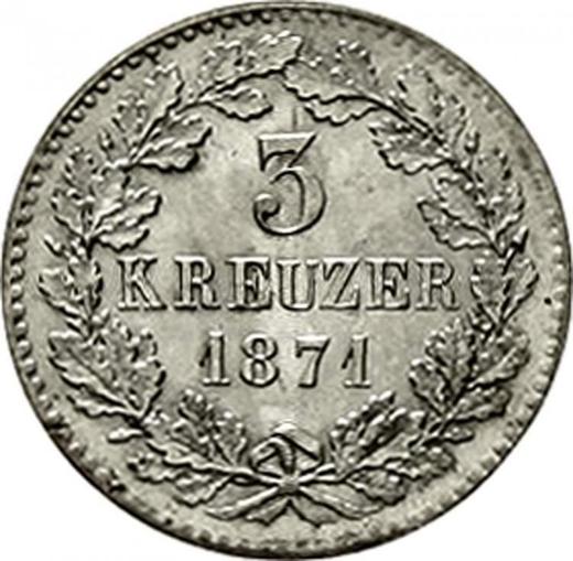 Реверс монеты - 3 крейцера 1871 года - цена серебряной монеты - Баден, Фридрих I