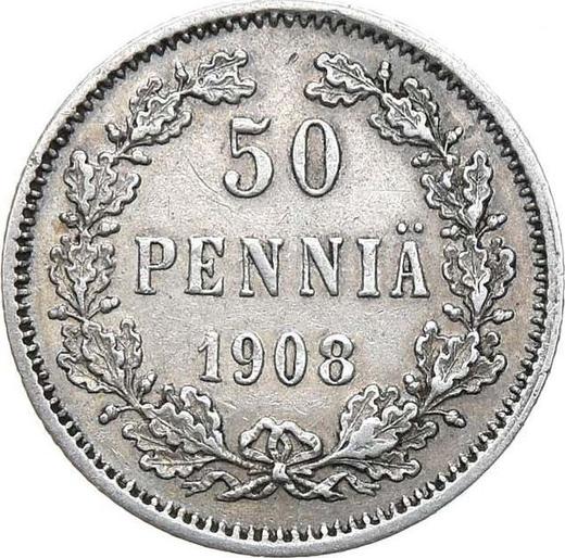 Reverse 50 Pennia 1908 L - Silver Coin Value - Finland, Grand Duchy