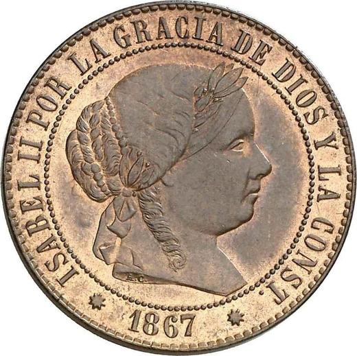 Anverso 2 1/2 Céntimos de Escudo 1867 OM Estrellas de ocho puntas - valor de la moneda  - España, Isabel II